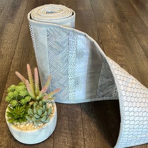 NEW Handmade reversible quilted table runner 108” black/white/gray